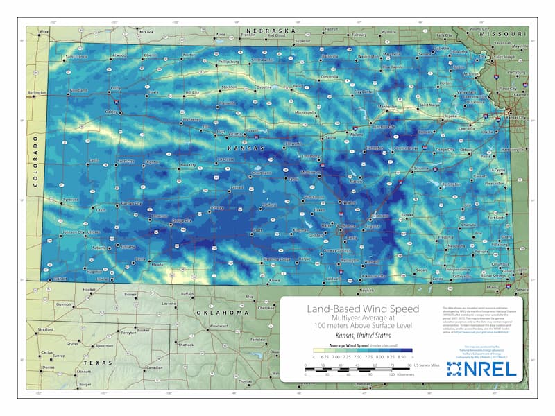 kansas wind speed map