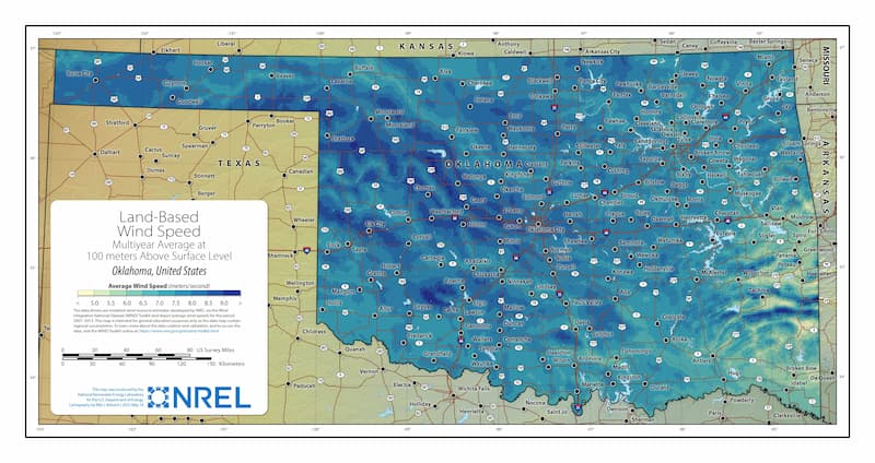 oklahoma wind speed map