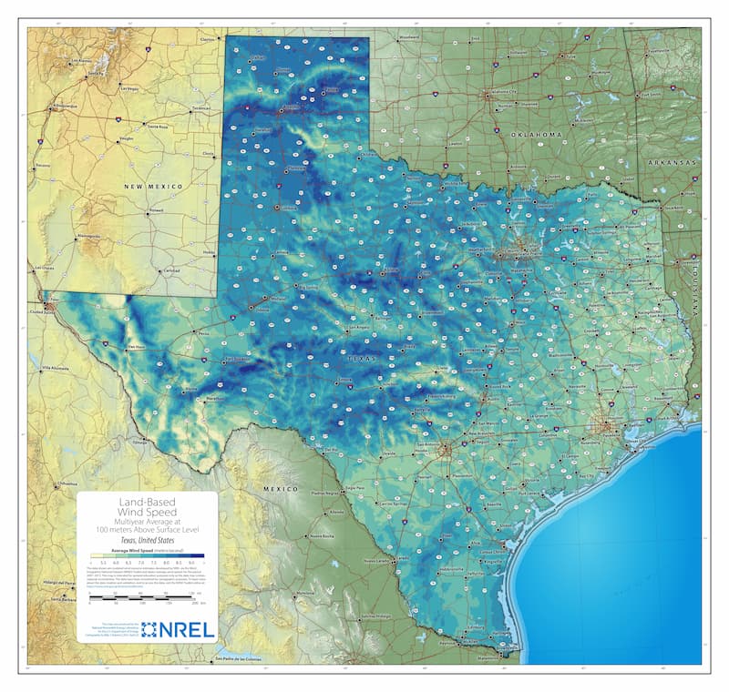 Texas wind speed map